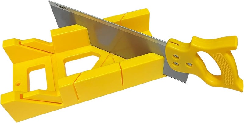 Wonglea Mitre Box and Saw Set for Wood, Gypsum – Miter Box with 45° & 90° Angle Cuts – Precise Hand Saw with Storage Cutting Guide – Ideal for Molding, Trim, Frame & Baseboard Projects - Image 1